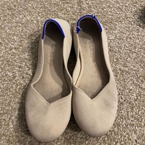 Rothy's Cream Flats with Blue Trim